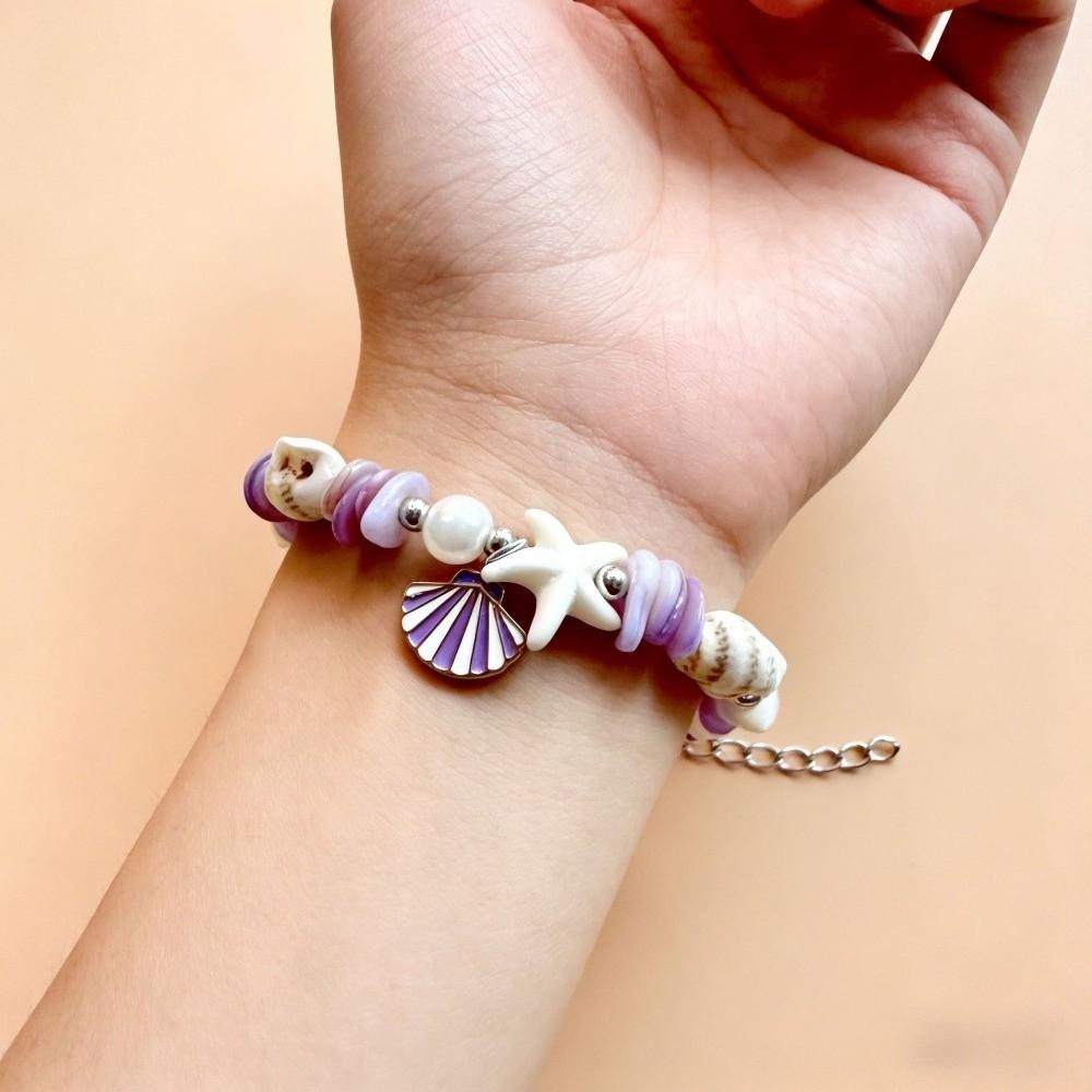 Pearl Shell Starfish Bracelet Ocean Sea Series Summer Bangle  Girls Couple Gift