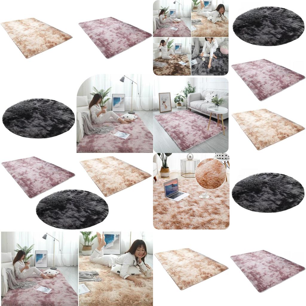 Nordic Style Round Carpet For Bedroom And Living Room Polyester Fiber Material Hand Washable