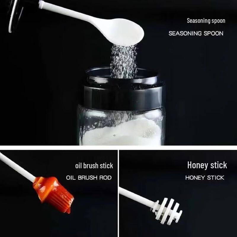 Wutuo 250ml Black Seasoning Jar with Honey Dipper Lid