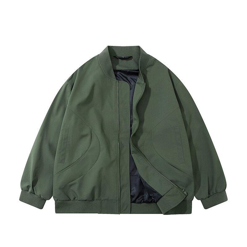 Autumn Winter New Mens American Style Short Casual Loose Minimalist Versatile Bomber Jacket Thickened Padded Outerwear