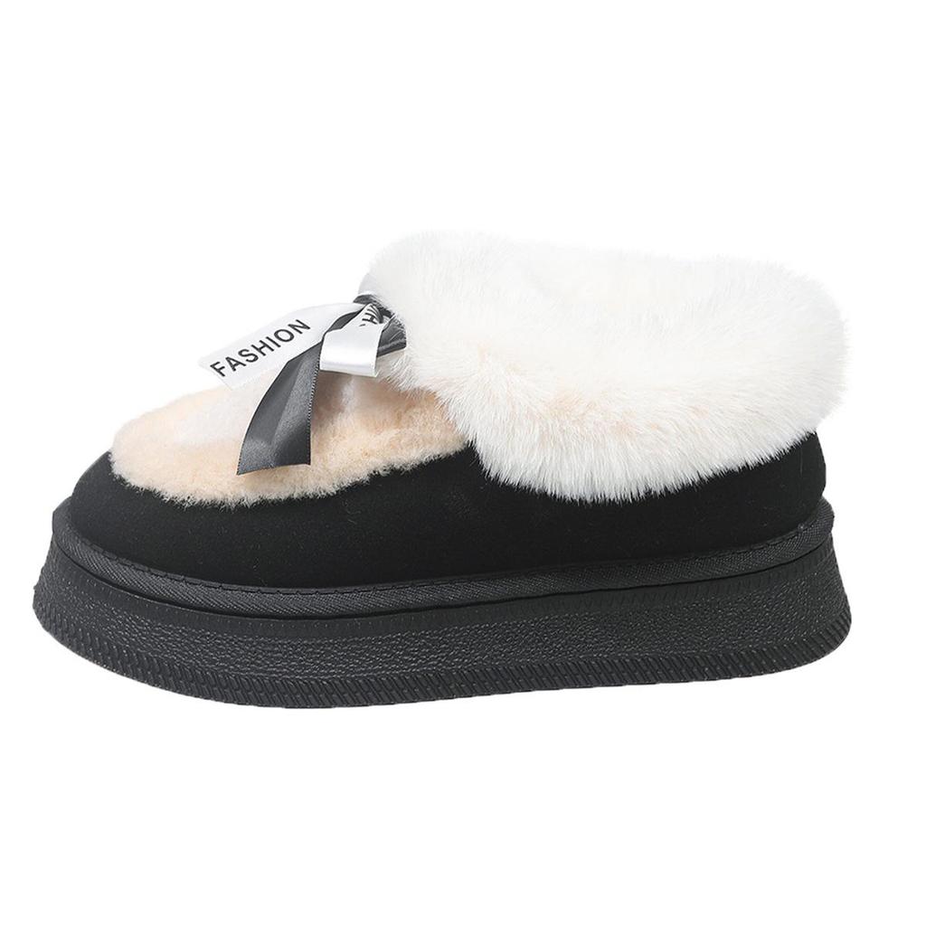 Damen 2025 Fuzzy Baumwolle Slip-On Schneestiefel: Dicke Sohle, Plus Samt, Warmer Winterstil
