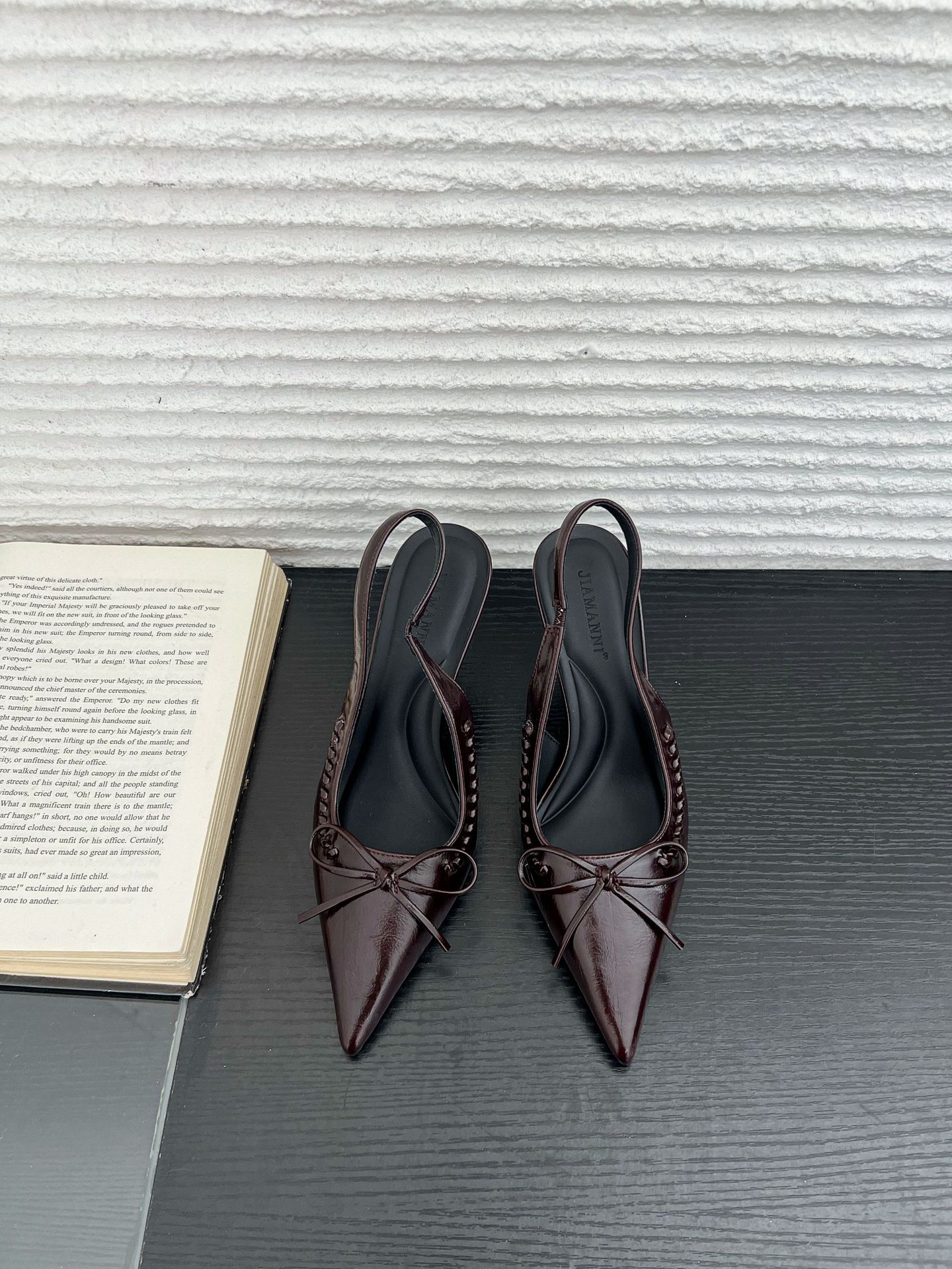 Women s Pointed Toe Thin Heel Open Back Bowknot Sandals - Perfect for Daily Wear 35 бордовый