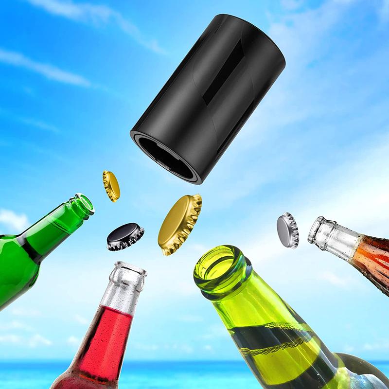 New Automatic Beer Bottle Opener Magnetic Stainless Steel Push Down Beer Can Opener Kitchen Bar Portable Jar Corkscrew Gadgets