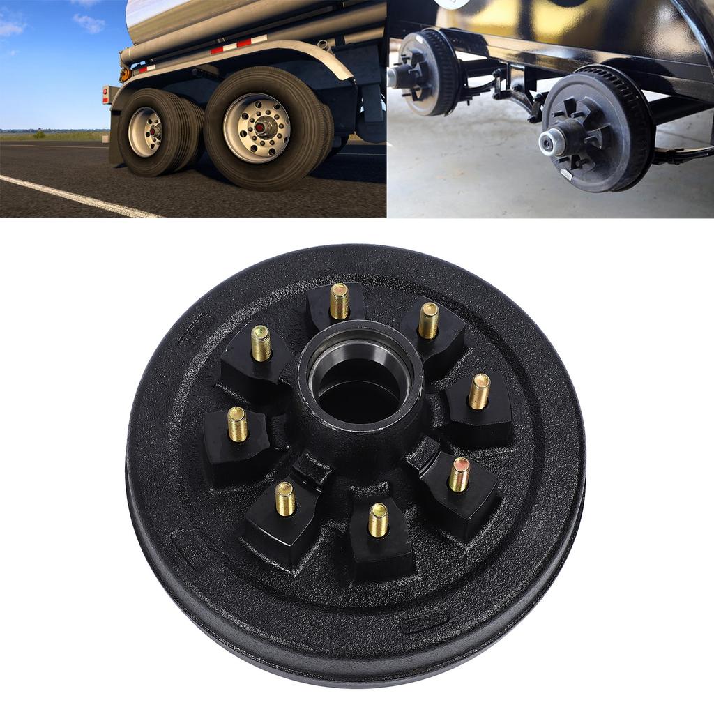 7000lbs Trailer Brake Drum 12 X 2in 8 On 6.5in Metal High Strength Brake Hub Drum for 7000lbs Trailer Axles Single Brake Drum