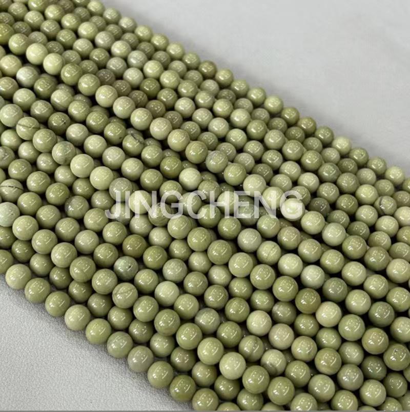 

Natural Avocado Color Alashan Matcha Green Agate Round Beads - Smooth and Fine Semi-finished Accessories 6mm ~60 beads