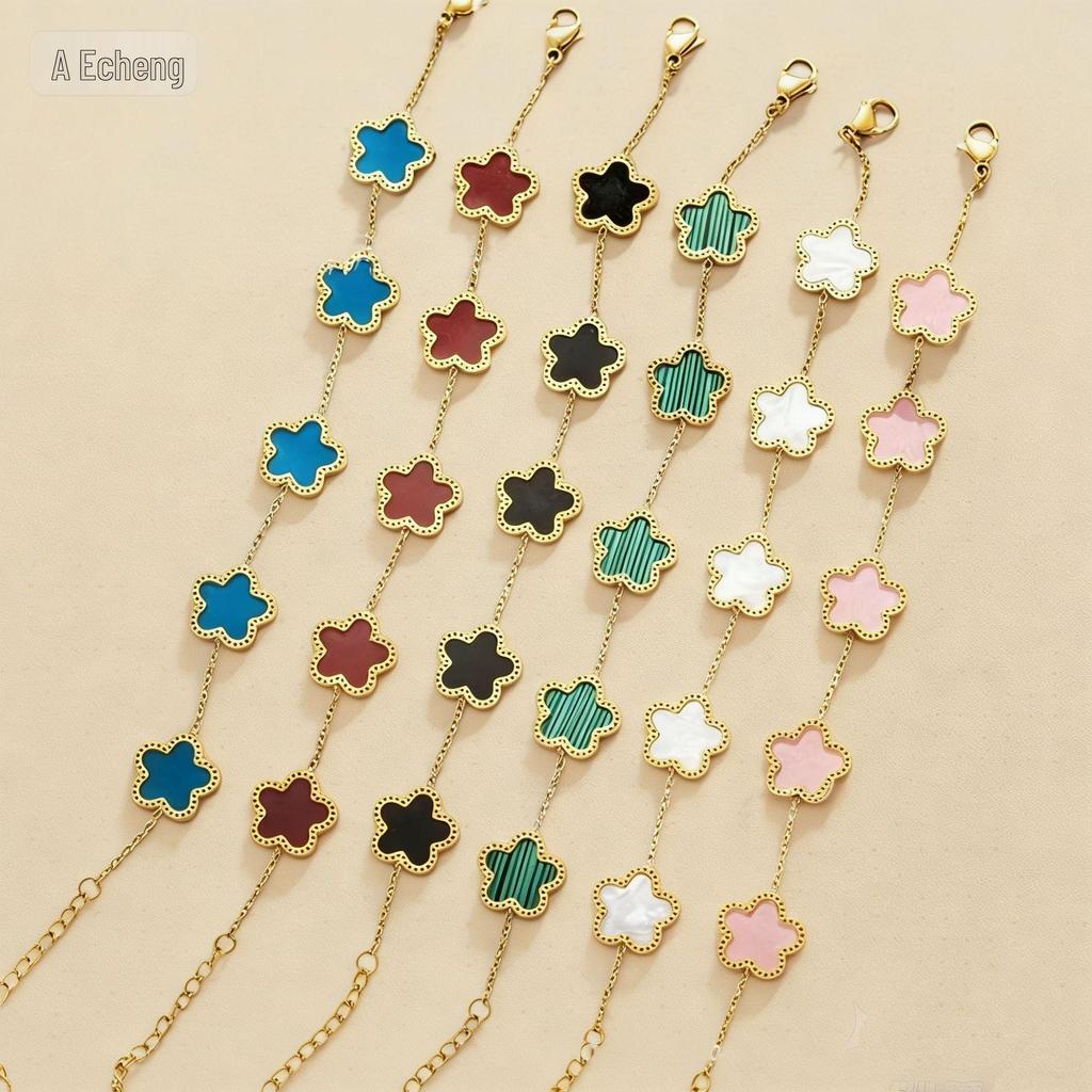18K Titanium Steel Four-Leaf Clover Bracelet for Women - Waterproof, Luxury Feel