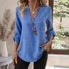 Elegantes Damenoberteil mit V-Ausschnitt und langen Ärmeln, einfarbiges Design, Knopfdetails, leichtes Material