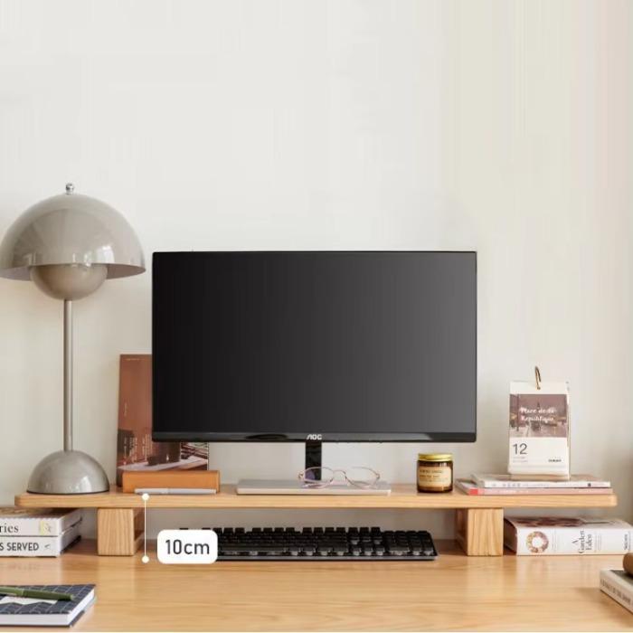 Wooden Monitor Stand Riser Computer Stands Solid Wood Desktop Organizer Rack for Computer Laptop PC TV