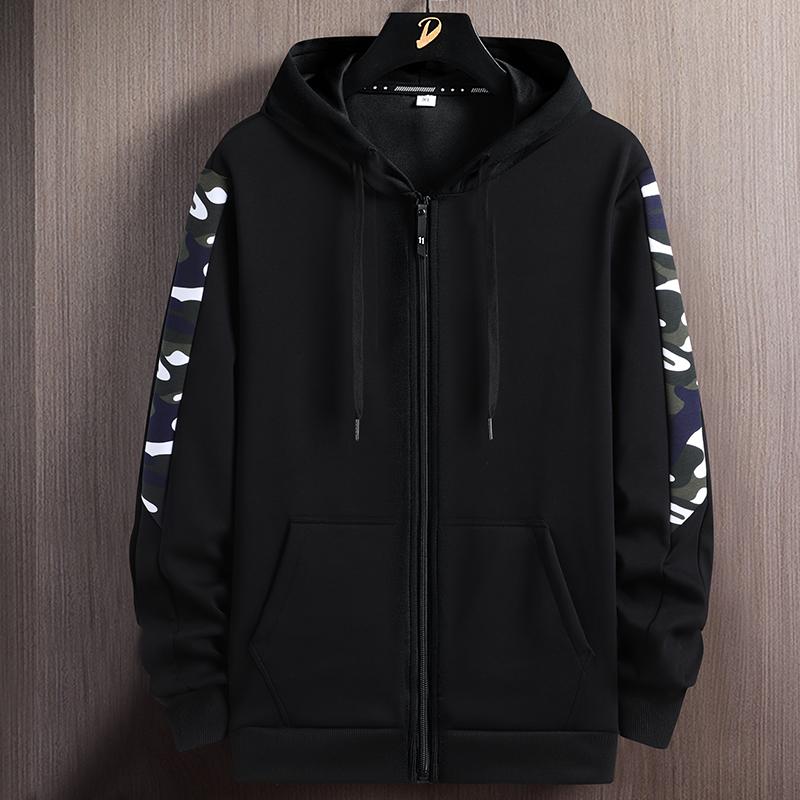 L-9XL Plus Size Cardigan Zipper Camo Sweater Hooded Loose Sport Casual Coat