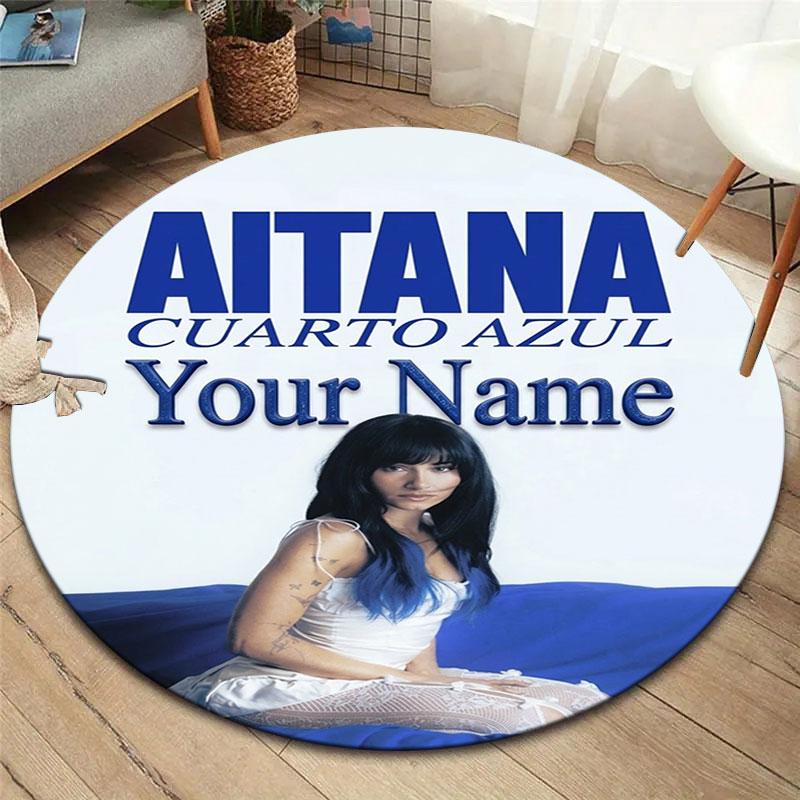 Aitana Custom Name Round Area Rug,Carpet Rug for Living Room Bedroom Sofa Playroom Decor,Non-slip Floor Mat