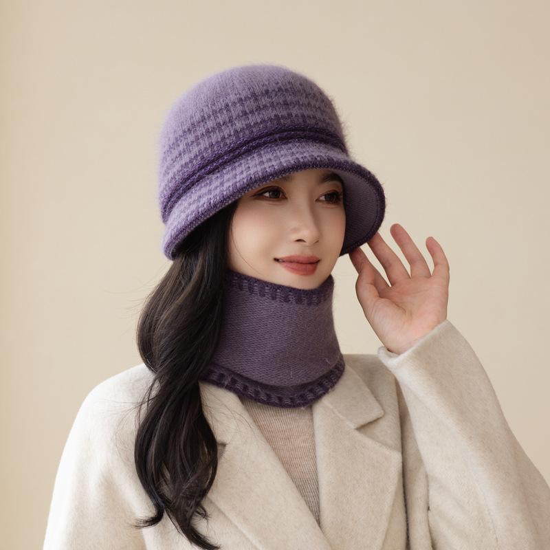In The Elderly Mother Fisherman Hat Women'S Wool Hat Autumn And Winter Grandma Scarf Warm Knitted Basin Hat
