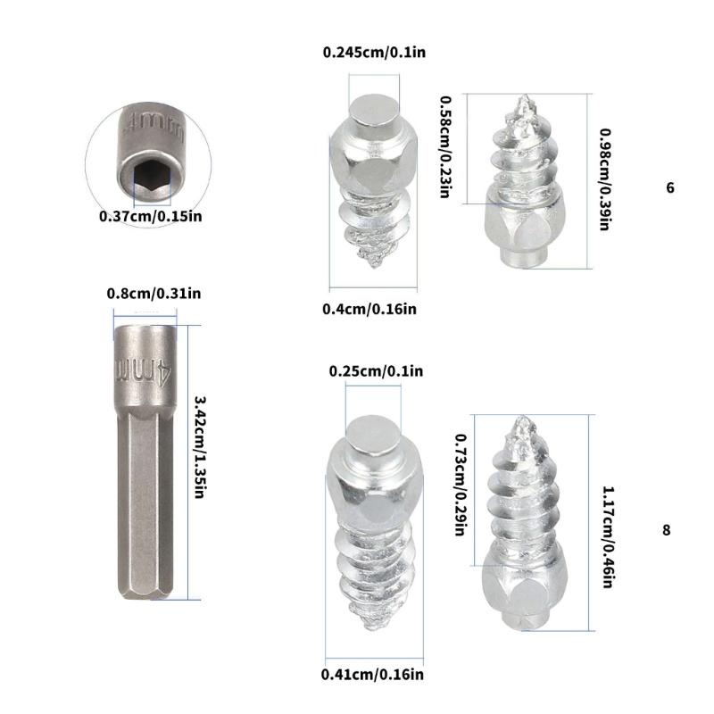 Antislip Tire Screws, 50Pcs Snow Chain Tire Studs Motorcycle Spikes Snow Chain Tire Studs Screw Snow Chain Tire Spikes