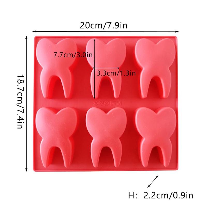 Zahnform Silikonform 6 Hohlräume 3D Backenzahnformen Tablett DIY Backen Dekorationswerkzeuge Für Schokolade Gummibärchen Geleeform