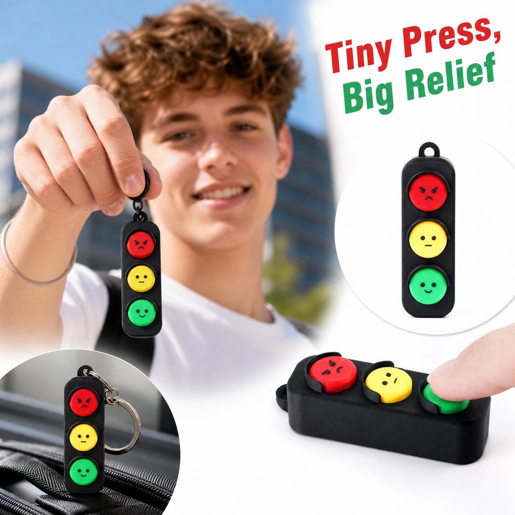 3D Printed Light Push Button Toy Stress Keychain Pendant Desk Decor