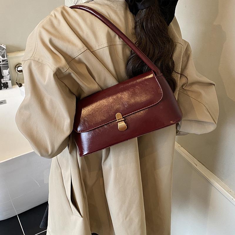 Vintage Underarm Bag Textured Women's Bag Autumn Shoulder Bag Fashion Tote Bag Baguette Bag