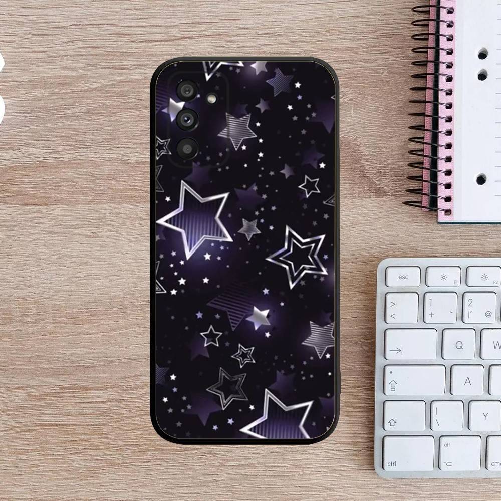 Cute Korean Ins Y2k Star Phone Case For Samsung Galaxy A13,A21s,A22,A31,A32,A52,A53,A71,A80,A91 Soft Black Cover