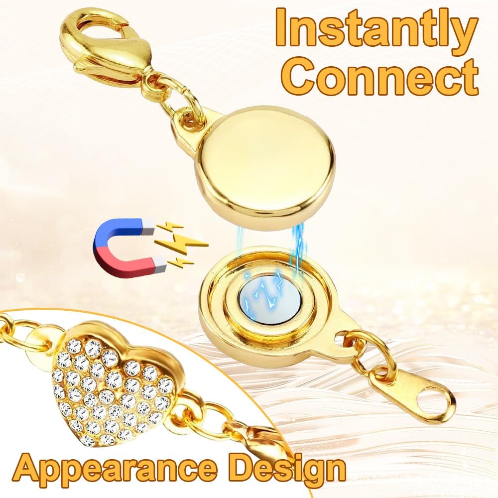 12Pcs Magnetic Necklace Clasps and Closures, 2025 New Necklace Jewelry Extender with Lobster Clasps, Gold and Silver Jewelry Clasps for DIY Bracelet