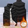 Cotton Waistcoat with Pockets Men's Stand Collar Sleeveless Cotton Vest with Plush Lining Zipper Placket Solid Color Waistcoat