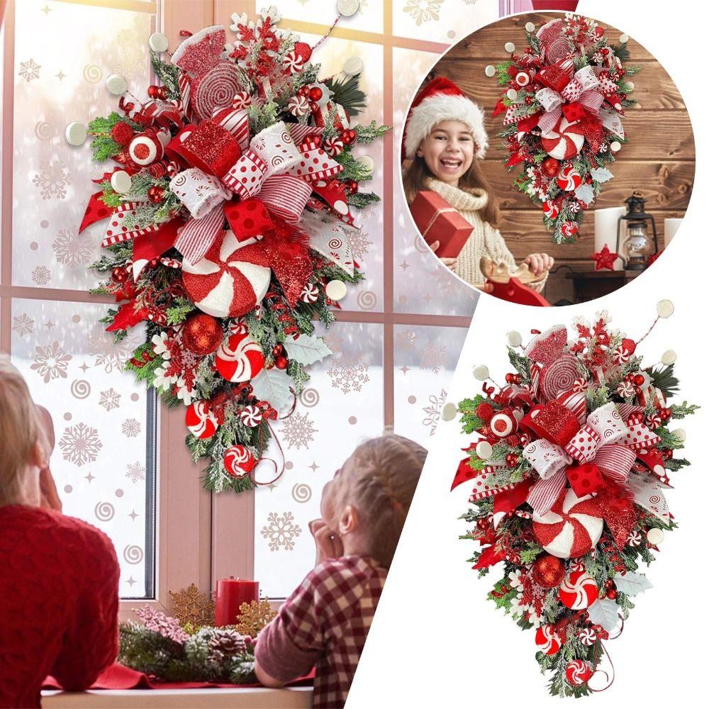 Hanging Ornaments Candy Cane For Home Christmas Tree Christmas Decorations Garlands Rattan Wreath