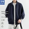 ROMON Men's Spring/Autumn Full-Zip Stand-Collar Cotton Blend Casual Jacket