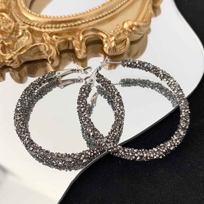 European and American Silver Needle Zircon Earrings: High-End, Versatile, Exaggerated Personality Design