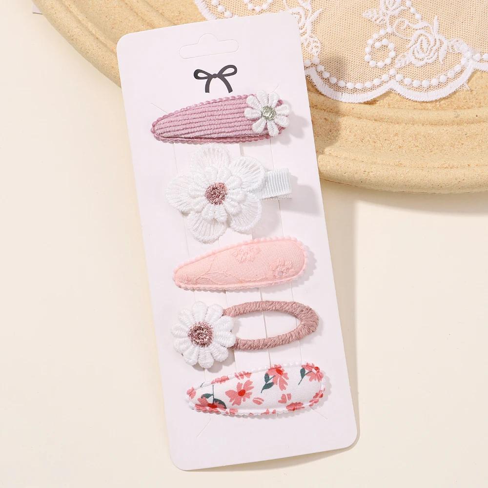 New 5Pcs BB Clips Set for Kids Hair Accessories Sweet Printe Hairbangs Hairclip Girls Barrette Ins Style Daisy Hairpin Ornaments