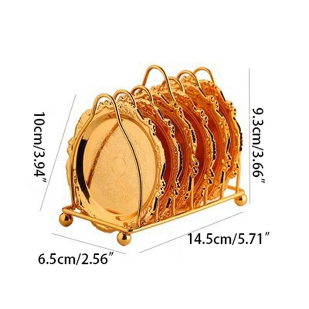 7 Pcs/set Mini Cake Plates Plated Metal Cake Tray Placemat Golden Dining Plates Set  Serving