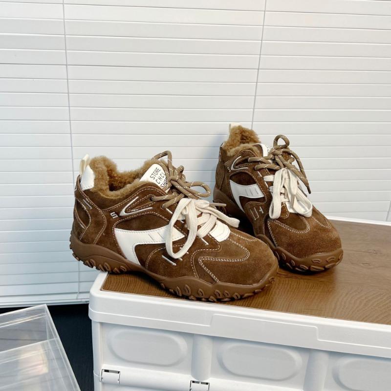 Small Inner Height Increase Women's New Cotton Shoes Autumn and Winter Velvet Versatile Sports Dad Shoes