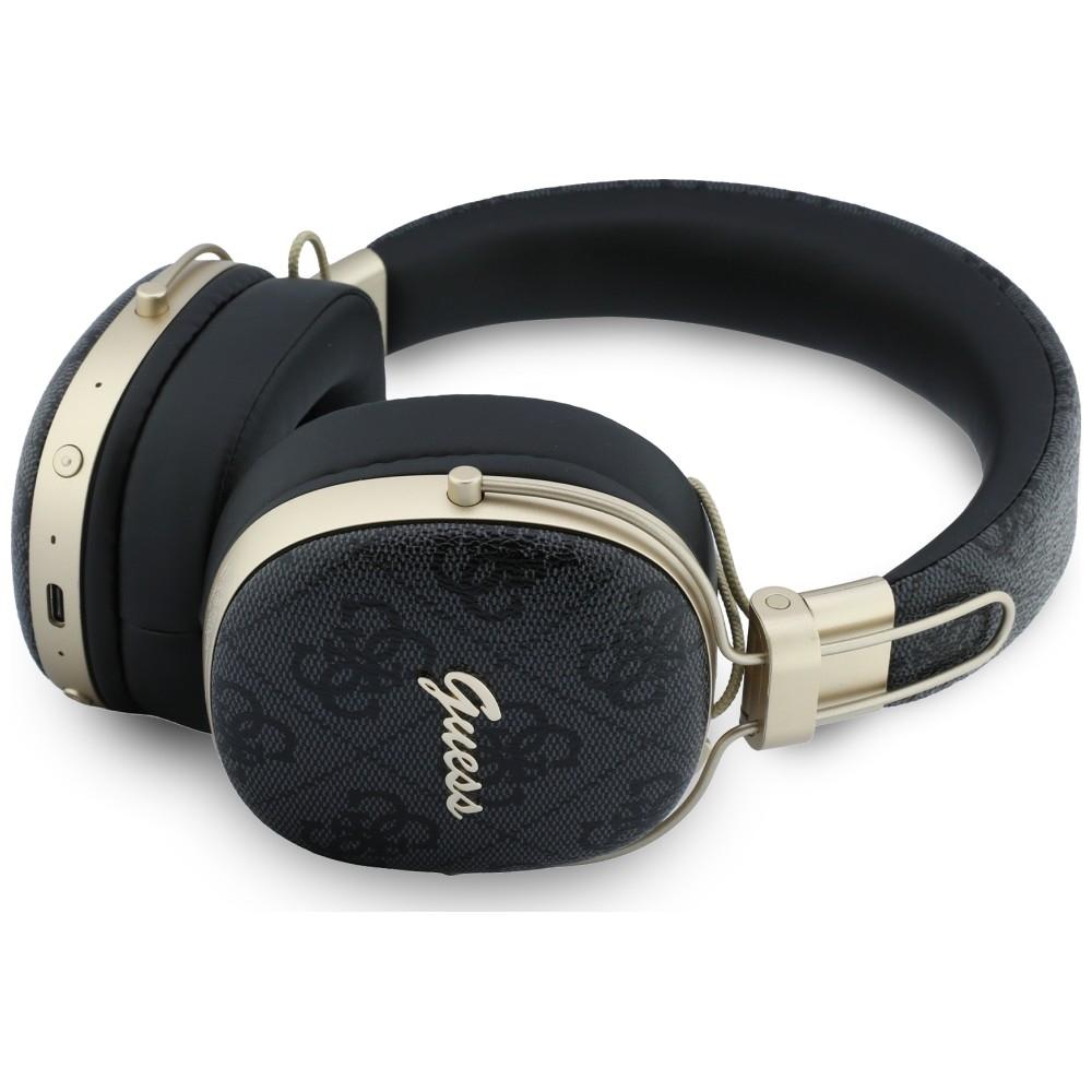 Cuffie Over-Ear Guess Bluetooth ENC Metalliche Logo Script 4G Nere