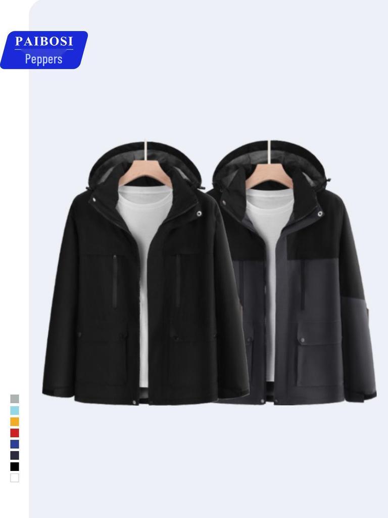 Graphene Insulated Fleece Patchwork Windbreaker for Hiking and Mountaineering