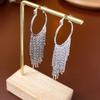Real Gold Plated Round Chain Tassel Earrings - Light Luxury Vintage Versatile Hoop Jewelry for Women
