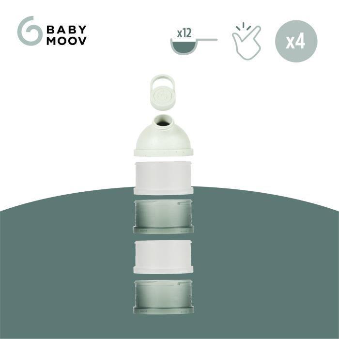 Babymoov Boîtes Doseuses de Lait en Poudre Babydose - Bec verseur ergonomique - Made in France, Vert