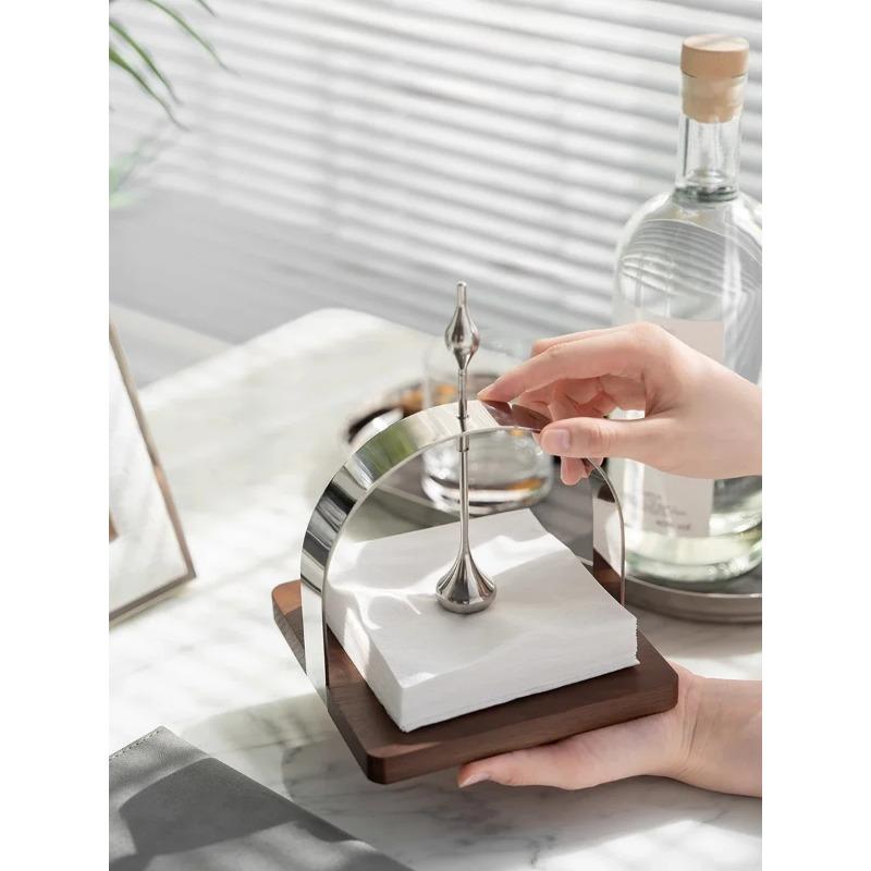 Walnut Wood Base Napkin Holder Tissue Case Tissue Boxes for Home Decoration Hotel Restaurant Light Luxury Scandinavian Style