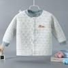 New Unisex Infant Padded Long Sleeve Cardigan - Three-Layer Warm Top for Spring, Autumn, and Winter