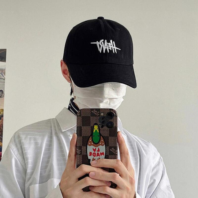 Lettering embroidery couple item street black ball cap baseball cap ivory
