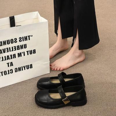 Sandalen Damen Sommer Flache Mary Jane Einzelschuhe Hundert Sanfte Windschuhe Schuhe Schwarze Schuhe Modisch und Bequem