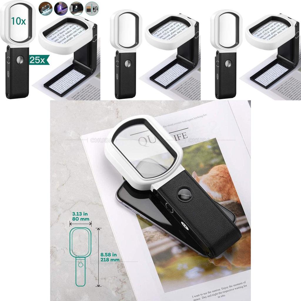 25x 10x Led Rectangular Magnifying Glass Powerful Magnification For Clear And Distortion-free Images
