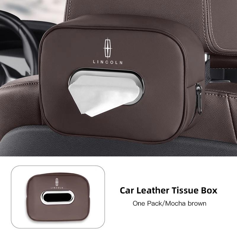 1Pcs Car Accessories Quality Leather Auto Paper Towel Storage Bag For Lincoln Z Navigator Town-car Aviator MKZ Corsair MKX MKS swtt5