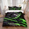 3pcs Neon Green Skull Military Uniform Home Bedding Set-Universal Three-Piece Suit for Bedroom, Guest Room, Living Room, Hotel-Perfect Gift