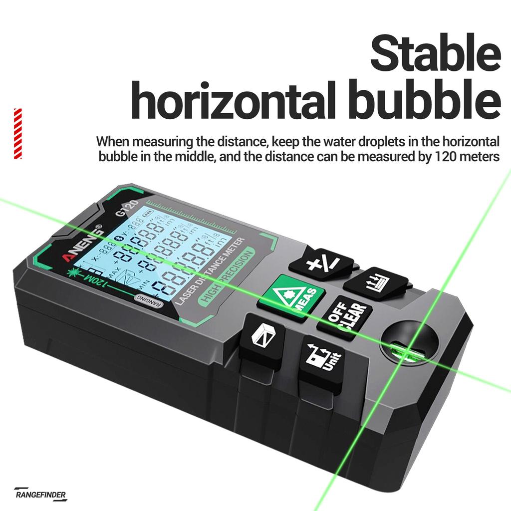 ANENG G120 Smart HighPrecision Laser Rangefinder Green Laser Distance Meter 30 Set of Data Storage