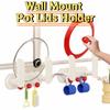 Rotatable Wall Mount Pot Lids Holder Punch-free Simple Pot Lid Storage Rack with 3 Hooks Save Space Chopping Board Rack for Home