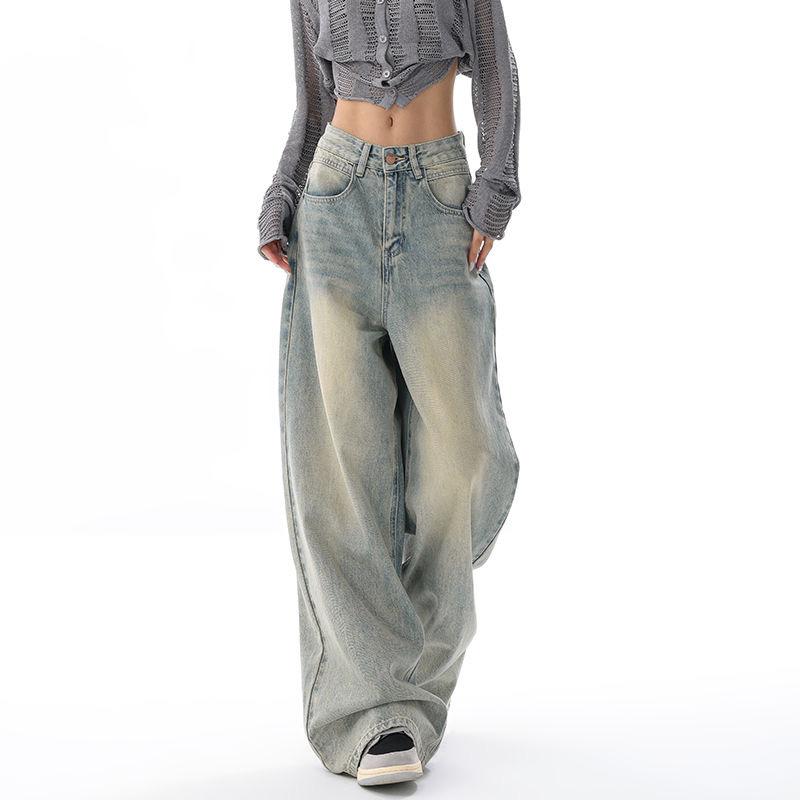 2000er Vintage Baggy Blaue Jeans Damen Y2k Harajuku High Waist Denim Hose Weiblich Retro Mode 90er Ästhetik Weite Hosen Neu