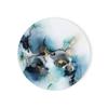 Abstract Art Coasters  for Drinks Tabletop Protection Teal Watercolor Round Enamel Coasters Set with Cork Base Housewarming Gift