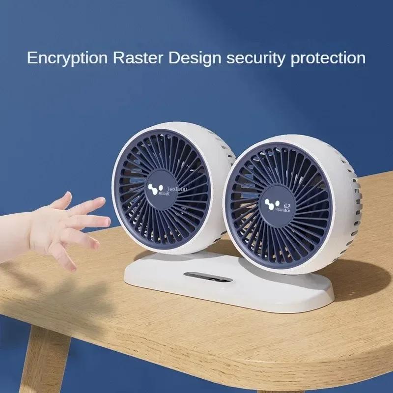 12V 24V Autolüfter Doppelkopf-Luftlüfter Rotierender elektrischer Lüfter 360 Grad Autokühllüfter USB-Anschluss Hochleistungskühler Autozubehör