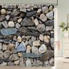 1 Pcs Brick Wall and Stone Print Polyester Shower Curtain Bathroom Water-blocking Partition Curtain Home Decorative Curtain