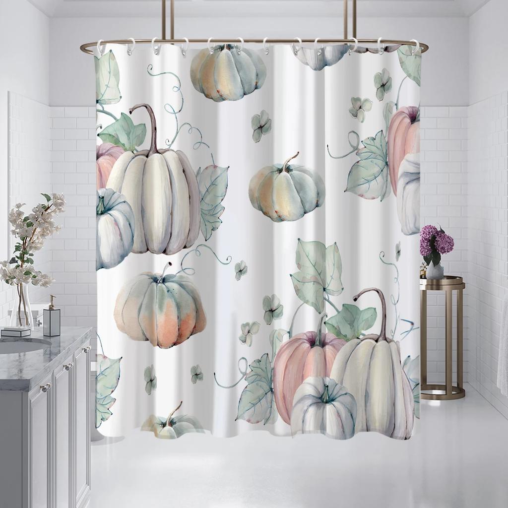 1 piece 180x180cm simple pumpkin pattern printed shower curtain partition decoration bathroom waterproof and mildew proof