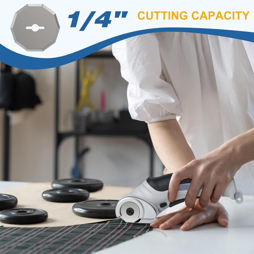 Cordless Electric Scissors Cardboard Cutter with Safety Lock 4.2V Electric Mini Cutter Rechargeable Rotary Cutter for Leather