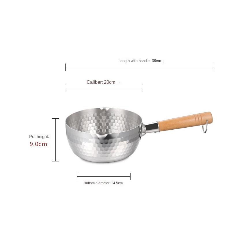 Japanese Snowflake Stainless Steel Pot Household Non-stick Uncoated Food Instant Noodle Cooking Pot with Pouring Spout Milk Pot