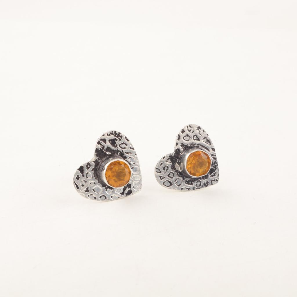 Citrine Gemstone 925 Sterling Silver Jewelry Handmade Women Stud 0.6" For Gift EE-143-5