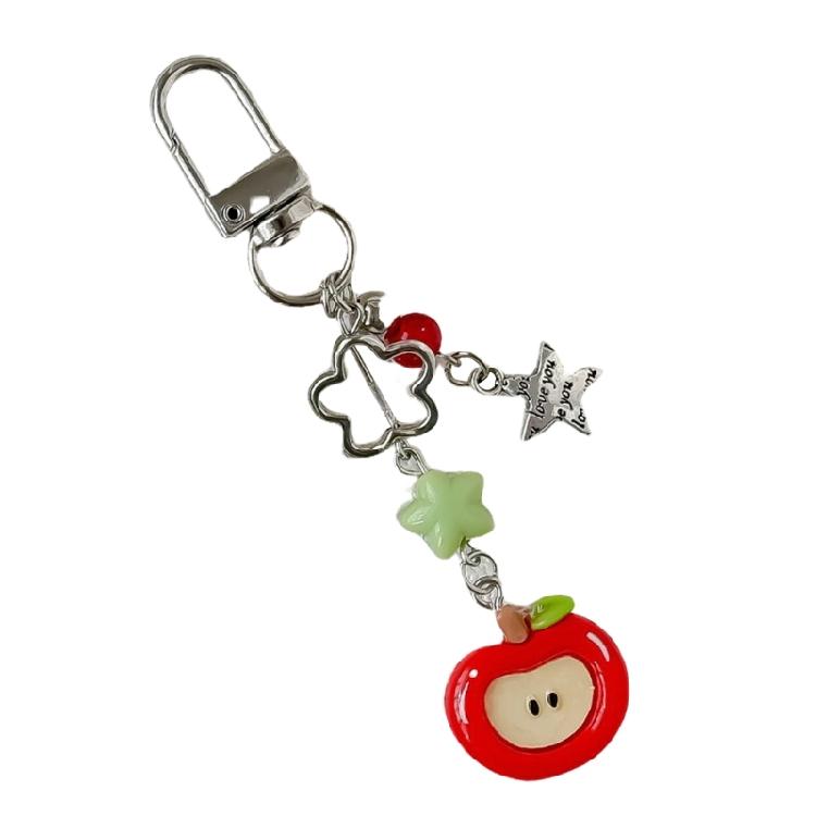 Stylish Beaded Keychain Fruit Bead Phone Charm Fashionable Keyring Pendant Accessory Colorful Key Chain Bag Ornament